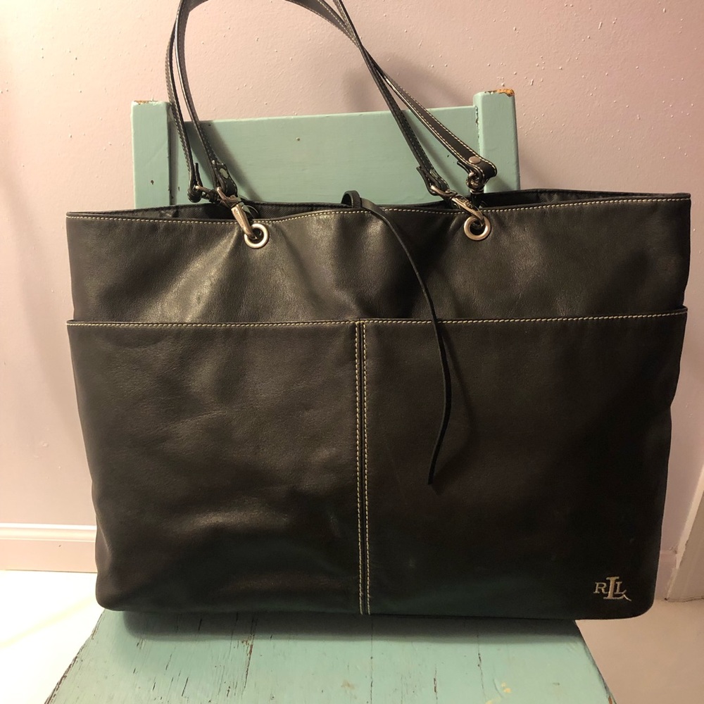 Black leather Ralph Lauren tote
